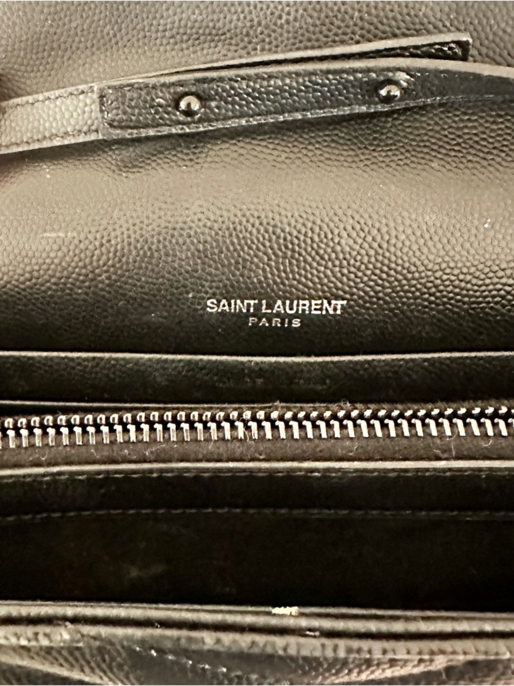 Saint Laurent Black Chevron Quilted Leather Chain Wallet - Picture 3 of 3